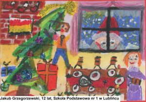 Wyniki konkursu na Kartkę Bożonarodzeniową: Jakub Grzegorzewski, 12 lat, Szkoła Podstawowa nr 1 w Lublińcu